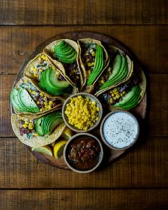 A plate of expertly arranged tacos