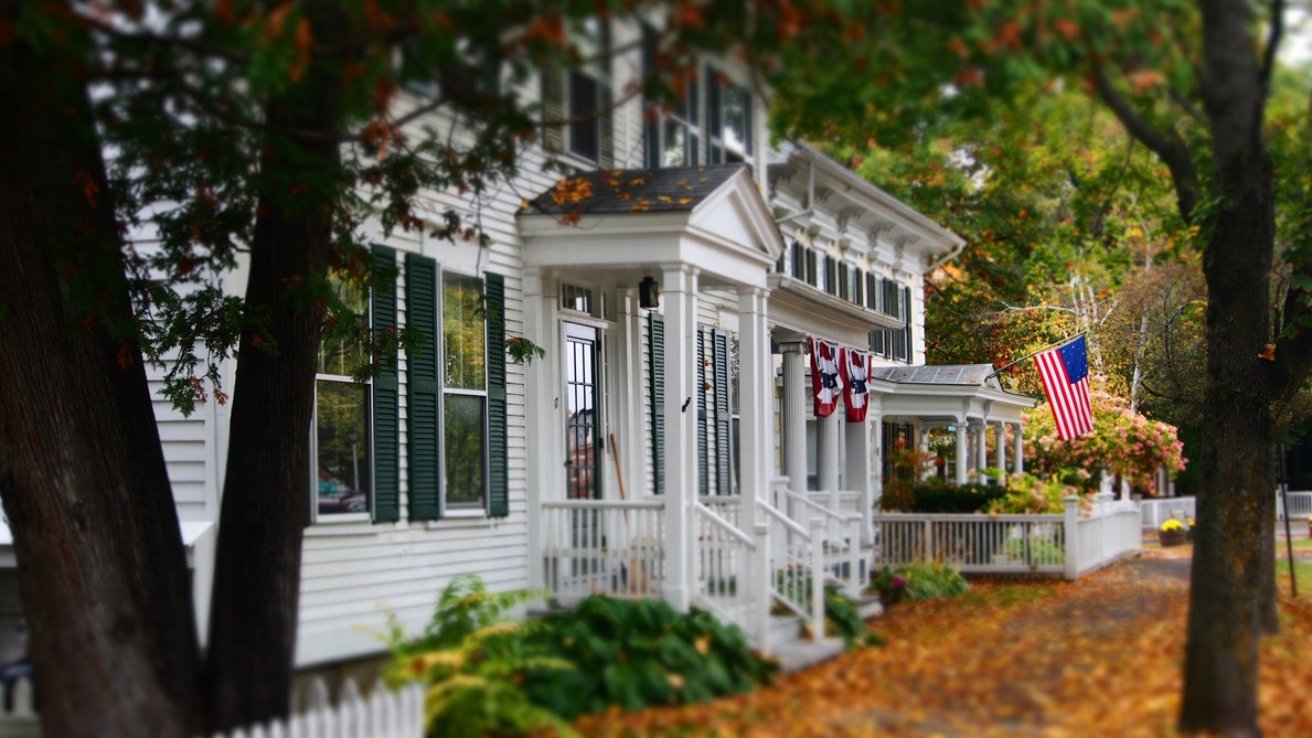 A row of homes. 