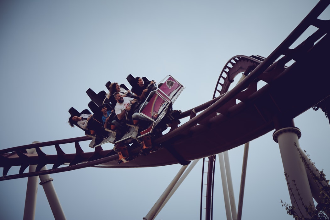 People on a rollercoaster.