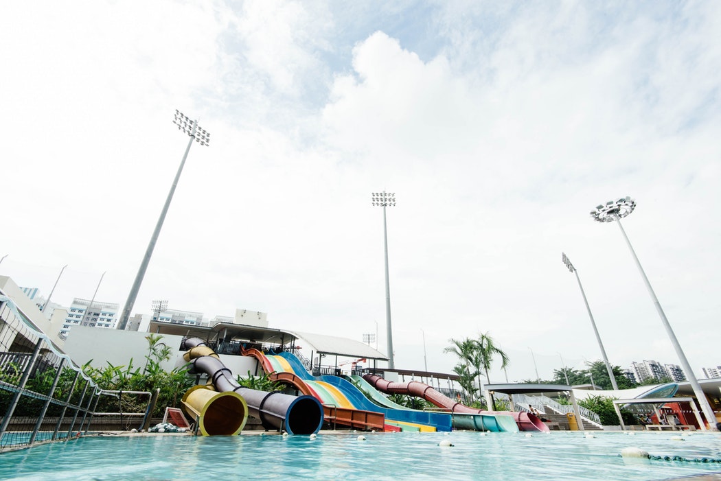 Slides at a waterpark. 